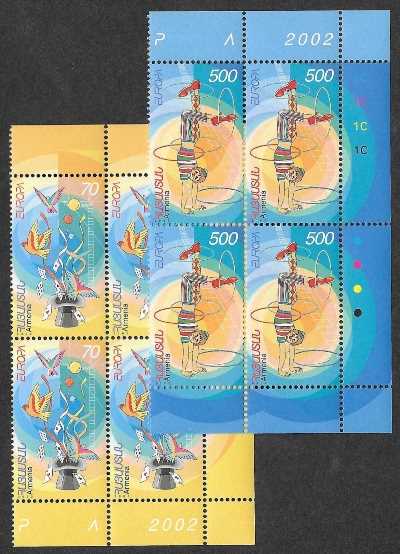 Scott #0657-0658 Corner Blocks of 4, Europa 2002 (269-270)