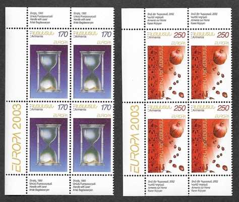 Scott #0670-0671 Corner Blocks of 4, Europa Poster Art  Scott #670-1