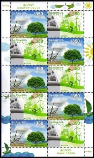Scott #1082 Sheet of 10 stamps Think Green Europa (777-778)