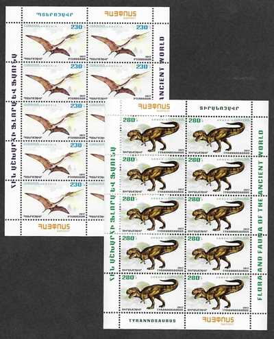 Scott #1129-1130 two sheets of 10, Flora and Fauna of ancient Armenia (836-837)