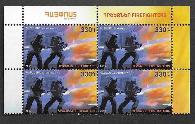 Scott #1185 Corner Block of 4, Firefighters (901)